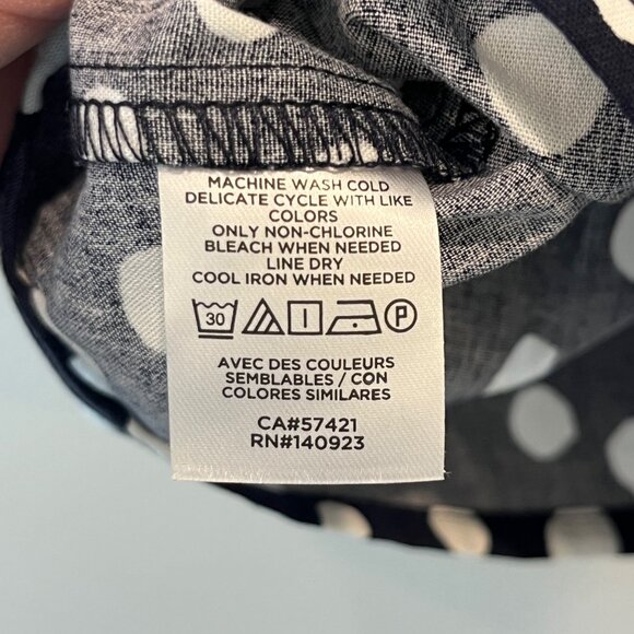 NWT Loft Navy Polka Dot Blouse Peplum Flutter Sleeves Women’s Top Size Medium - Picture 7 of 13